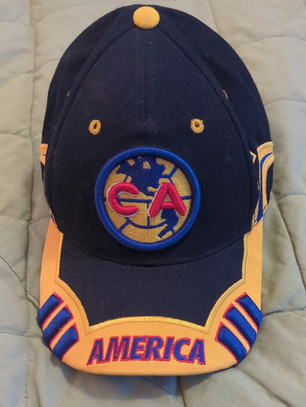 Navy & Gold 'America' Embroidered Baseball Cap